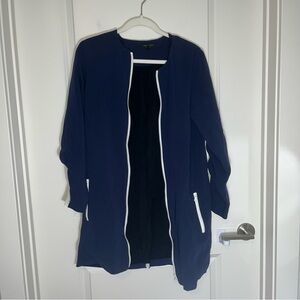 Rag & Bone Silk Navy Cardigan with White Trim
